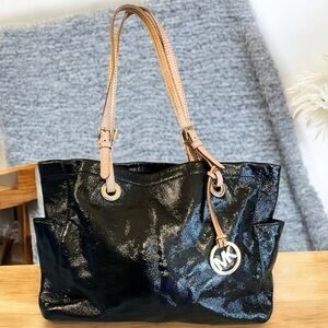 Michael Kors Black Patent Preloved Leather Tote Bag